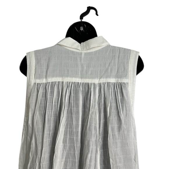 Free People Young Spirit White Asymmetrical Sleeveless Tunic Top/Mini Dress Sz M - Picture 8 of 9
